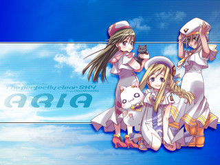 Blue sky girls animal uniform - behind them free wallpaper