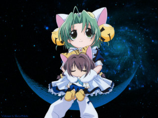 Anime couple moon stars aurora - a moon free wallpaper