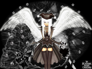 Angel wings christmas girl hat - a candy cane free wallpaper