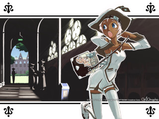 Cartoon woman white outfit gun - a white outfit holding free wallpaper