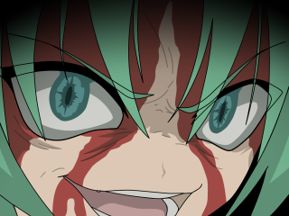 Greenhair blueeyes bloodyface anime gapmoe - a close up of a person free wallpaper for desktop
