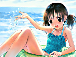 Girl bathing suit raft water - a raft free wallpaper