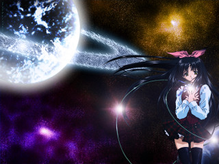 Girl space moon stars hologram - a space background free wallpaper