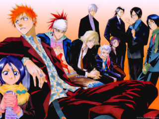 Anime group bed suit characters - a group of anime characters sitting next free wallpaper