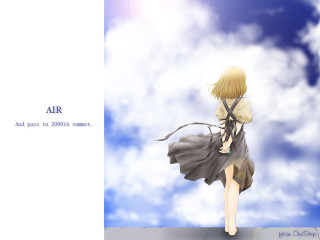 Woman dress sky clouds anime - cloud behind her free wallpaper