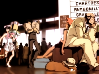 Cartoon men sitting standing group - manga and anime 1 9 9 9 free wallpaper