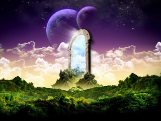 Surreal window another world moon - liminal free wallpaper
