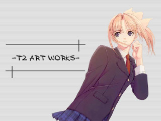 Girl ponytail black shirt blue - artist free wallpaper