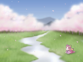 Pink cat field water sky - a pink cat free wallpaper