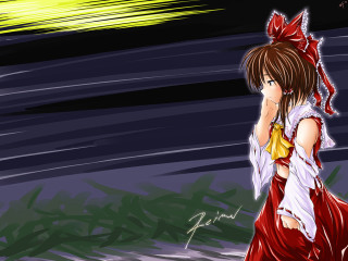 Girl red dress grass bow - a yellow ribbon free wallpaper