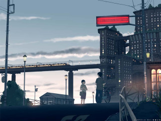 Bridge scene man woman bicycle - a bicycle free wallpaper