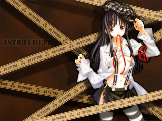 Girl hat blackhair caution tape - transgressive art free wallpaper for desktop