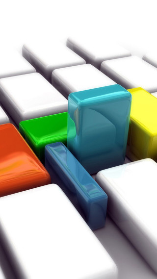 Colorful keyboard keys white background - isometric free wallpaper for mobile