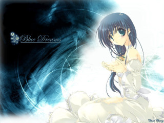 Woman white dress bed blue - yukito kishiro free wallpaper