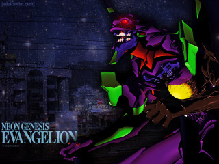 Demon neon suit city skyline - anime visual free wallpaper