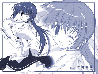 Anime couple blueeyes longhair bottles - one holding free wallpaper