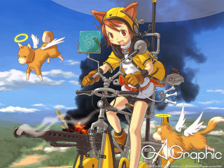 Girl bike cat dog animal - the back of it free wallpaper for desktop