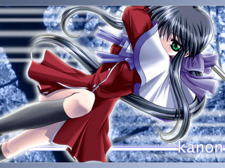 Anime girl green eyes snow - a snow background free wallpaper