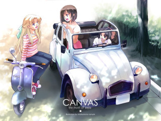 Car motorcycle scooter anime girls - synthetism free wallpaper for desktop