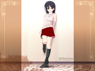 Girl plaid skirt boots wall - short free wallpaper for desktop