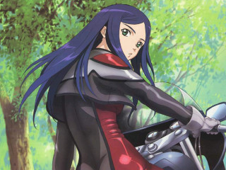 Woman motorcycle forest biker blue - yukito kishiro free wallpaper for desktop