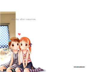 Anime girls sitting hand holding - the others hand free wallpaper