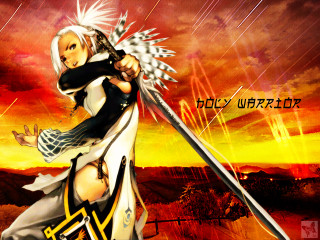 Gothic sunset flaming sword woman - inspired free wallpaper for desktop