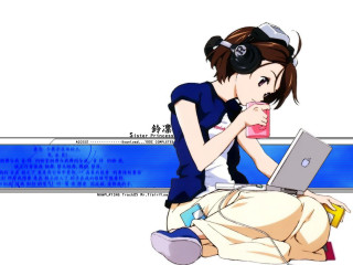 Woman sitting laptop headphones anime - a laptop computer free wallpaper