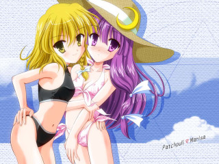 Two anime girls long hair 3 - long hair and hats free wallpaper