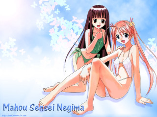 Anime girls butterfly bikini sitting - figurative free wallpaper