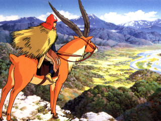 Man horse valley mountains ghibli - ghibli free wallpaper