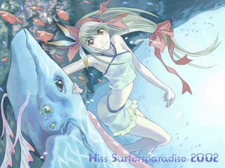 Girl whale fish ribbon anime - a whale free wallpaper