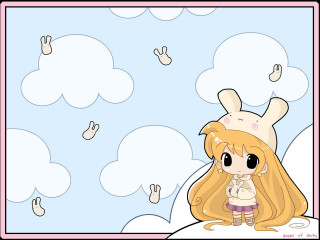 Blonde girl bunny ears sky - a sky free wallpaper for desktop