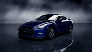 Blue sports car dark room 13 - photoreal free wallpaper
