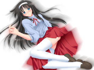 Woman long hair red skirt - a red skirt free wallpaper for desktop