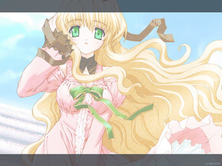 Blonde girl gun green eye - her forehead free wallpaper