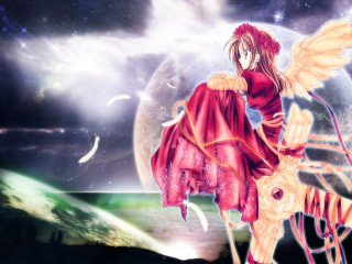 Girl horse moon planet fantasy - a girl riding free wallpaper