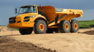 Yellow dump truck dirt field - free technology wallpaper for desktop