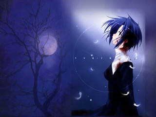 Blue hair man tree moon - sky free wallpaper for desktop