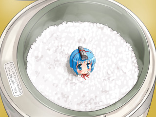 Cartoon bluehair kawaii rice bowl - a blue hair free wallpaper