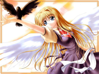 Blonde woman bird wings purple - a purple dress free wallpaper
