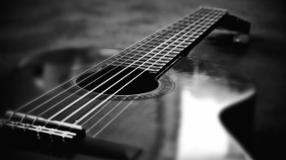 Guitar neck fretboard portrait blackwhite - photo of a guitar free wallpaper