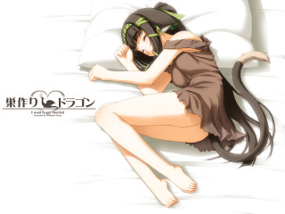 Aya goda cat girl lying - a cat tail free wallpaper