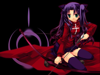 Girl longhair archer redcloak greeneyes - a bow and arrow free wallpaper