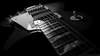 Black white guitar background monochrome 2 - a black guitar free wallpaper
