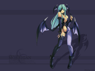 Demon girl bat wings sword - fullbody free wallpaper for desktop