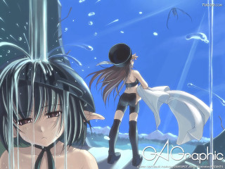 Gothic anime 2girls sky hinanawi - aya goda free wallpaper for desktop