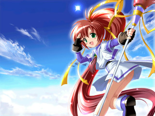 Girl sword flying clouds blue - a sword and a sword free wallpaper