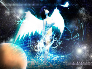 White wings planet star sky - over her free wallpaper for desktop