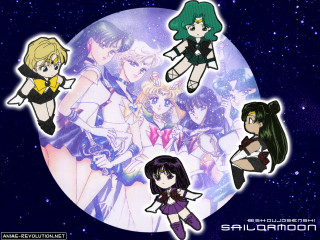 Sailor moon space art five - a white circle free wallpaper